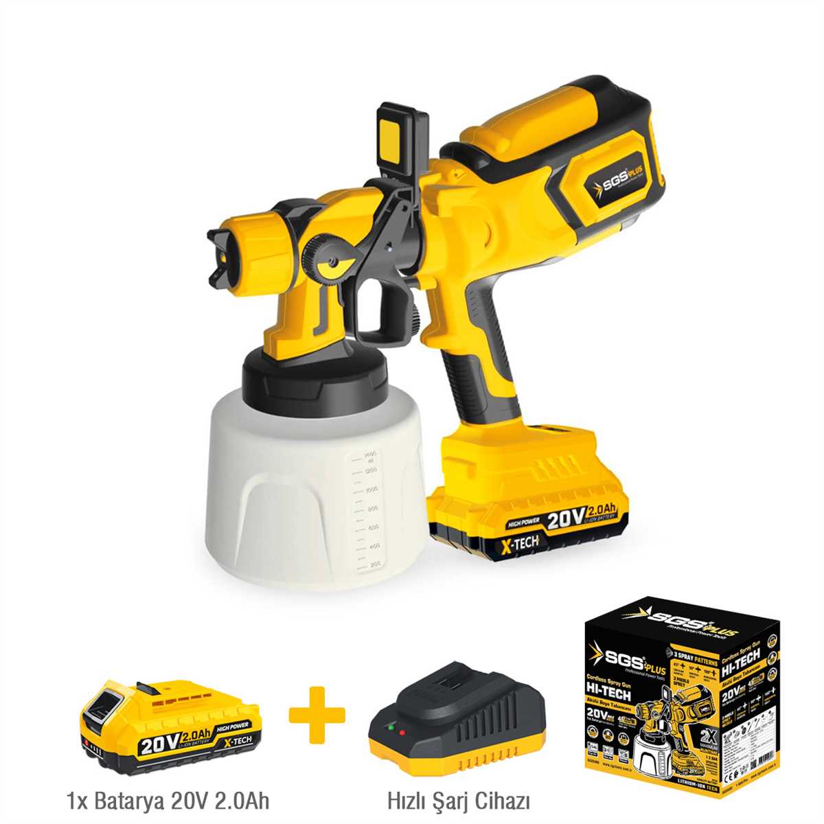 SGS Akülü Boya Tabancası 20 Volt 1*2.0 Ah. (8/Koli)✓